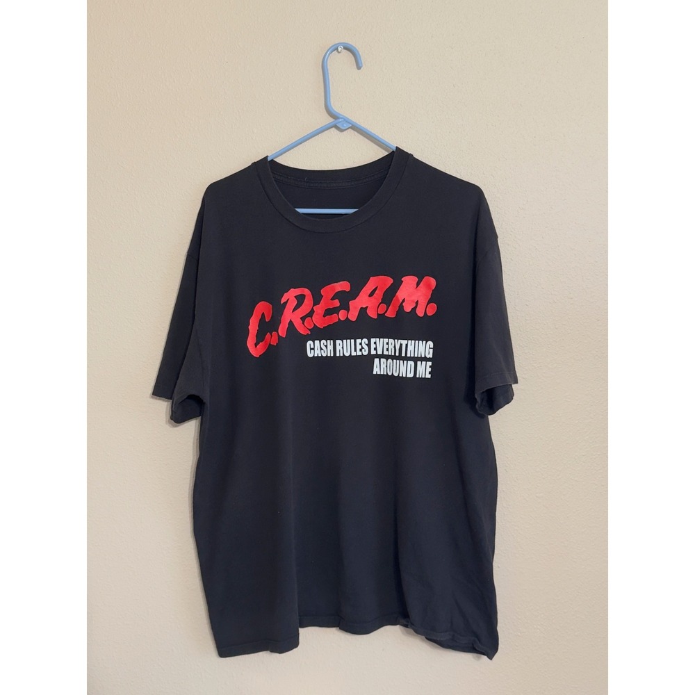 Wu-Tang Clan CREAM Cash Rules Everything Around Me Black Graphic T-Shirt Hip Hop